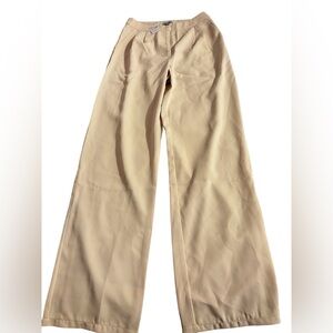 Fashion Nova Pale Beige Pleated Wide Leg Pants